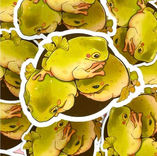 Cozy Frog Sticker | Autumn Frog Pile | Frog Sticker | Froggy Sticker | Sticker Pack | Laptop Sticker | Vinyl Sticker | Cottagecore Sticker