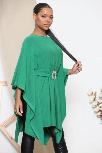 Poncho d'hiver vert avec ceinture scintillante 2