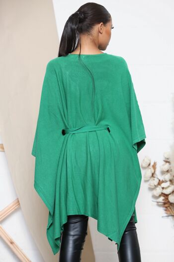 Poncho d'hiver vert avec ceinture scintillante 3