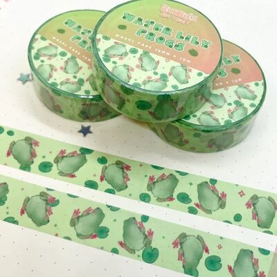Lily Pad Frog Washi Tape | Cute Frog Washi Tape | Scrapbooking | Journaling | Rice Paper | Kawaii Stationery | 15mm x 10m | Animal Toad Set