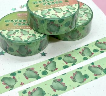 Ruban Washi Grenouille Nénuphar | Ruban adhésif en forme de grenouille mignonne | Scrapbooking | Journalisation | Papier de riz | Papeterie Kawaii | 15 mm x 10 m | Ensemble de crapaud animal 3