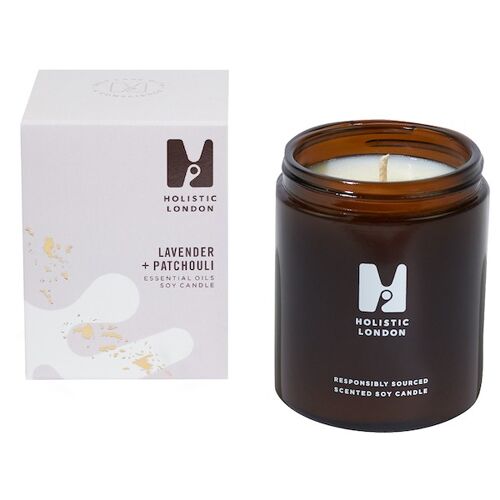 Lavender + Patchouli Scented Soy Candle 180ml