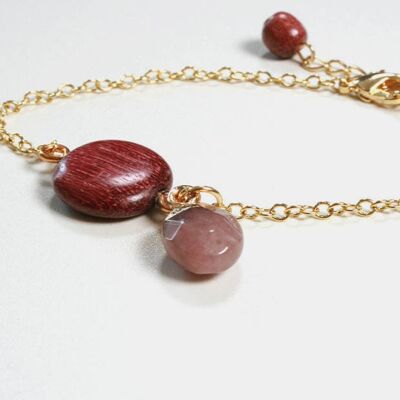 Golden amaranth and quartz bracelet Junia