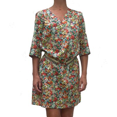 Dress in Liberty Green/pink