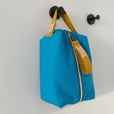 Borsa da toilette Marta - Blu e senape