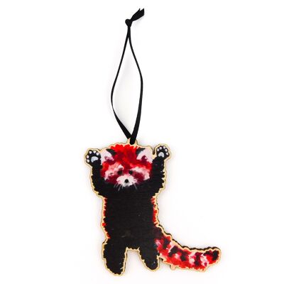 Confezione decorazione da appendere in legno Panda rosso