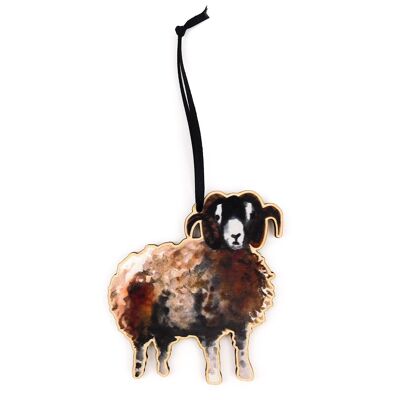 Swaledale Sheep Wooden Hanging Decoration