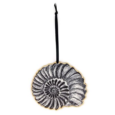 Décoration à suspendre en bois d'ammonite