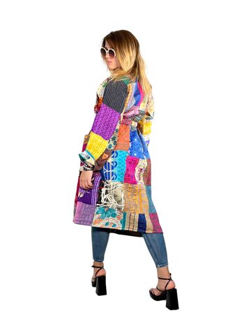 Manteau en soie patchwork, modèle kimono 4