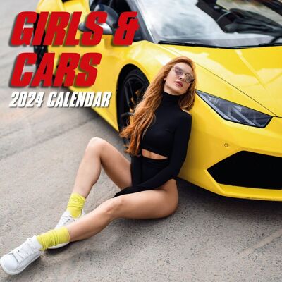 Calendario 2024 Mujer sexy y coche.