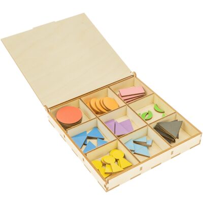 Símbolos básicos de gramática de madera Montessori con caja