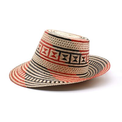 Black And Red Binomio Short Brim Straw Hat