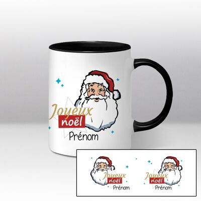 Mug blanc et noir Illustration Père Noël cartoon "Joyeux noël"