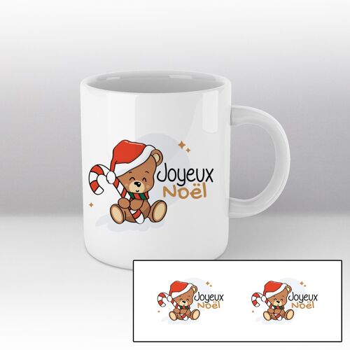 Mug blanc et Illustration Ourson Noël cartoon "Joyeux noël"