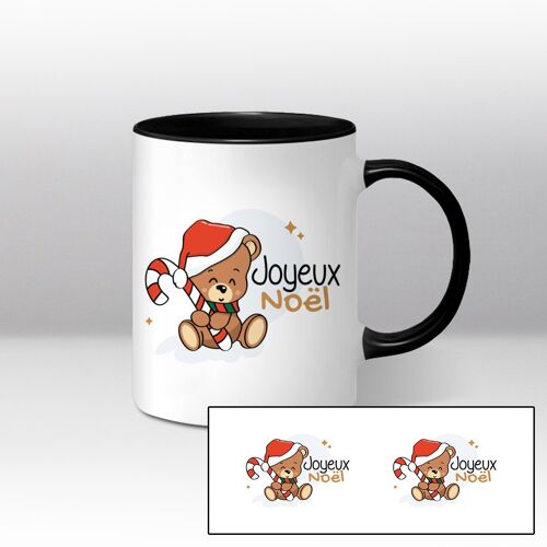 Mug blanc et noir Illustration Ourson Noël cartoon "Joyeux noël"