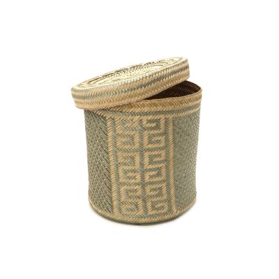 Woven Natural Straw Silver Basket