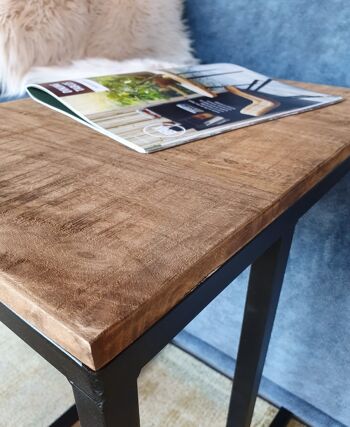 Pressano Table d'appoint en bois de manguier 30x46x52cm 3