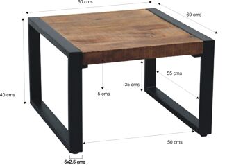 Roncola Table à manger en bois de manguier 60x60x45cm 5