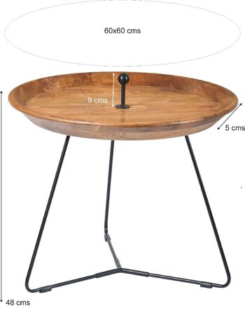 Codigoro Table d'appoint en bois de manguier 60x60x40cm 3