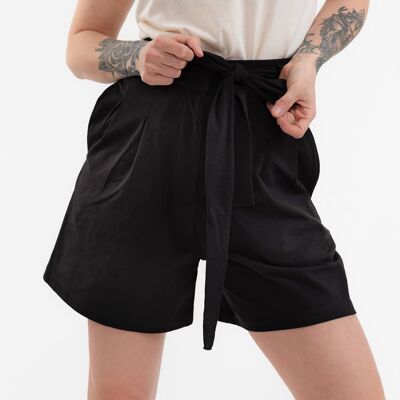 Short taille haute Willow noir en mélange de coton biologique