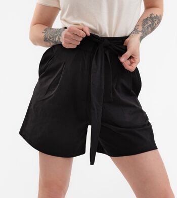 Short taille haute Willow noir en mélange de coton biologique 1