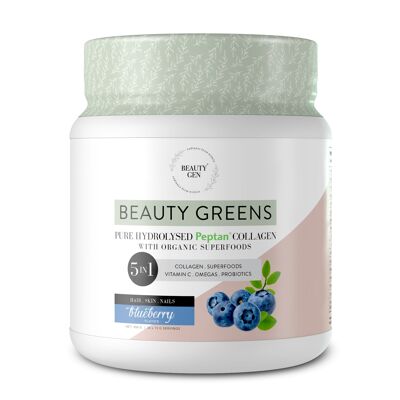 Collagen Greens Pulver mit Bio-Mischung Probiotika Vitamin C Blaubeere 450 g