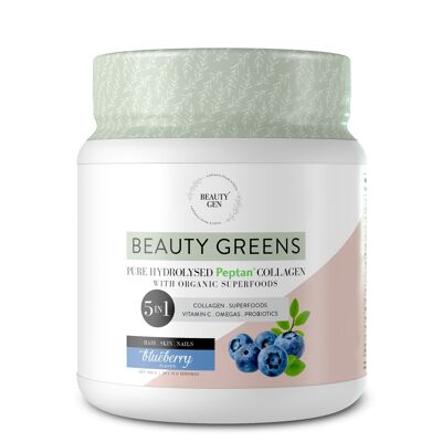 Collagen Greens Pulver mit Bio-Mischung Probiotika Vitamin C Blaubeere 450 g