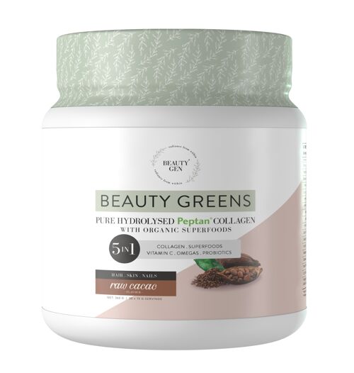 Collagen Greens Powder Organic blend Probiotics VitamIn C Omega 3  Chocolate 450g