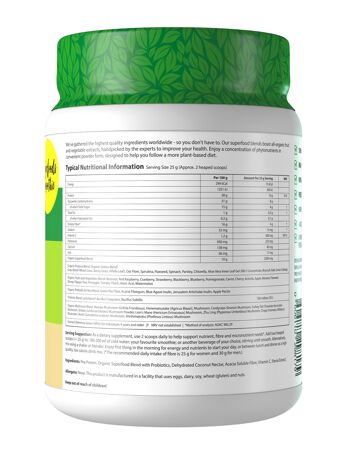 Supergreens & Reds Protein Powder 50 Mélange végétalien biologique Vanille naturelle 500g 2