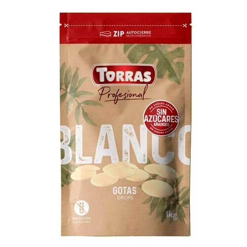 Pistoles chocolat blanc sans sucre Torras 1 kg