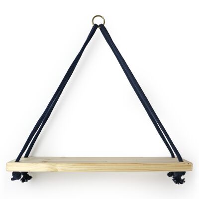 Triangle wall shelf with cotton cord, dark blue