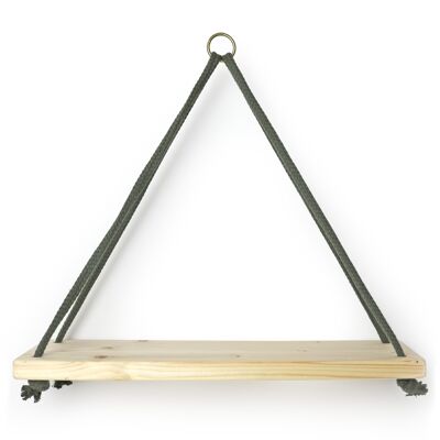 Triangle wall shelf with cotton cord, moss green