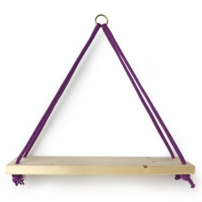 Triangle wall shelf with cotton cord, purple