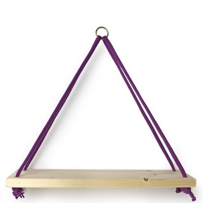 Mensola da parete triangolo con cordoncino in cotone, viola