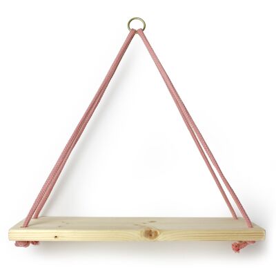 Mensola da parete triangolo con cordoncino in cotone, rosa