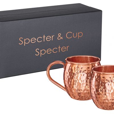 Premium Moscow Mule copper mug set 500ml I (set of 2) Packed in a noble black premium box I 100% handmade - Specter