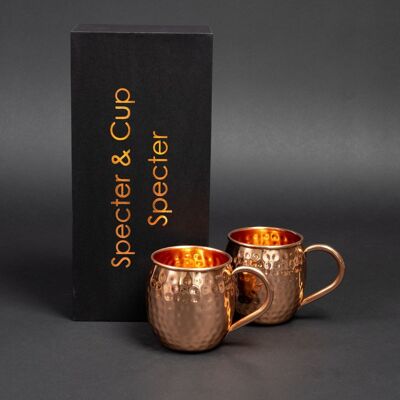 Moscow Mule copper mug set Specter - 2x Moscow Mule mugs (hammered, 500 ml)
