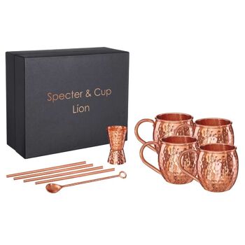 Ensemble de tasses en cuivre Líon - 4x tasses Moscow Mule (500 ml) + ensemble d'accessoires 6 pièces 3