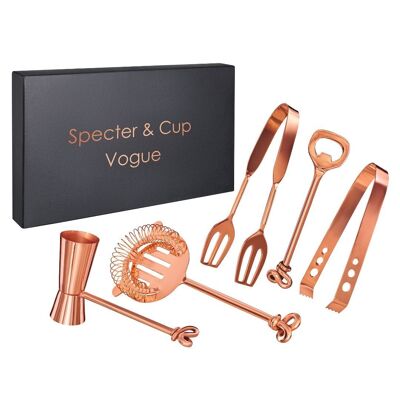 Cocktail bar accessory set Vogue, 5 pieces – copper-coated