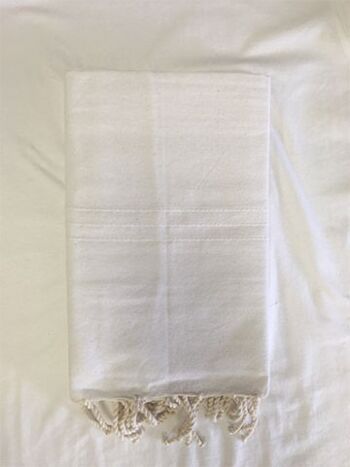 Fouta unie piquée 2x1m 100% coton recyclé  -  Drap de plage