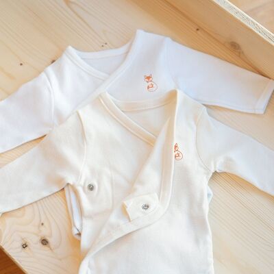 Newborn bodysuit ECRU long sleeves, 0-1 months 100% organic cotton GOTS