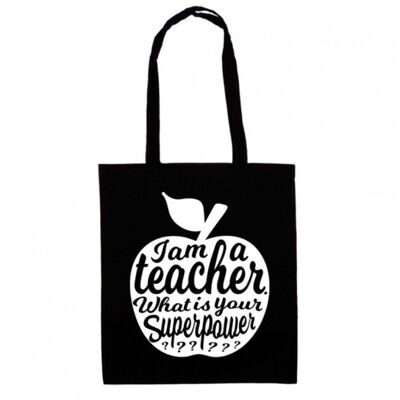 Borsa tote I AM A TEACHER nera