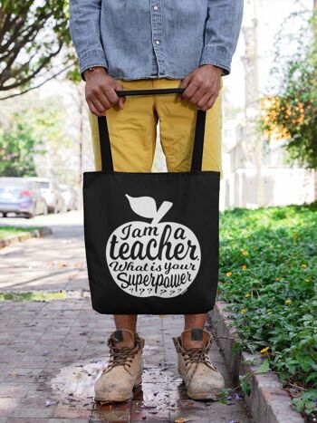 Tote BAG I AM A TEACHER noir 3