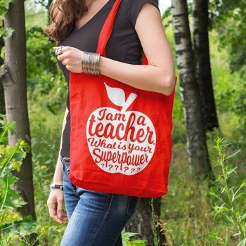 Tote BAG I AM A TEACHER rouge 3