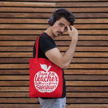 Tote BAG I AM A TEACHER rouge 5