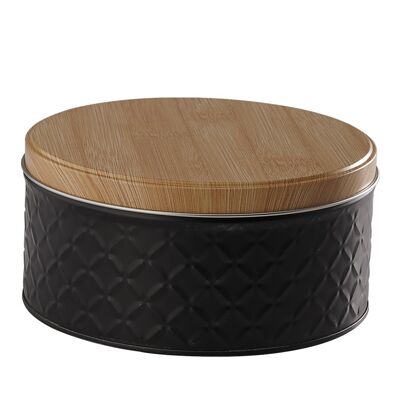 Black round box with lid
