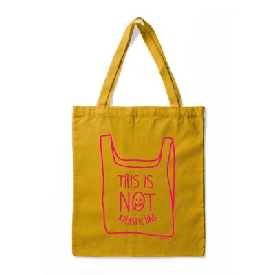 Tote bag THIS IS NOT A PLASTIC BAG moutarde
