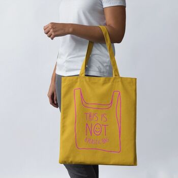 Tote bag THIS IS NOT A PLASTIC BAG moutarde 4