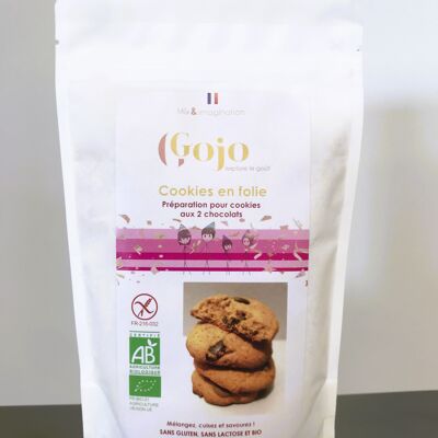 Crazy Cookies – Zubereitung für Kekse mit dunklen Schokoladenstückchen. Zertifiziertes Bio- und glutenfreies Produkt