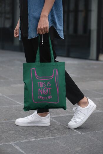 Tote bagCE N'EST PAS UN SAC EN PLASTIQUE vert 4